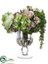 Silk Plants Direct Hydrangea, Rose Arrangement - Green Pink - Pack of 1