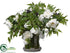 Silk Plants Direct Rose, Peony, Branches Arrangement - White Green - Pack of 1