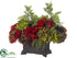 Silk Plants Direct Rose, Hydrangea Arrangement - Brick Olive Green - Pack of 1