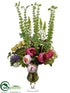 Silk Plants Direct Rose, Peony, Bells of Ireland Arrangement - Green Fuchsia - Pack of 1