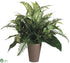 Silk Plants Direct Aglaonema, Fern, Grass - Green Variegated - Pack of 1