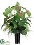 Silk Plants Direct Caladium, Fern, Fiddle Leaf - Green Red - Pack of 1