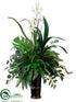 Silk Plants Direct Fern, Fittonia, Split Philodendron, Cymbidium Orchid - Green White - Pack of 1
