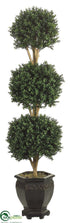 Silk Plants Direct Boxwood Triple Ball Topiary - Green - Pack of 1