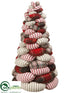 Silk Plants Direct Plaid, Stripe Bean Bag Topiary Tree - Red Green - Pack of 1