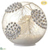 Silk Plants Direct Glittered Pine Cone Glass Table Top With Light - Silver White - Pack of 3