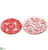 Silk Plants Direct Reindeer Ceramic Plate - Red White - Pack of 3