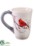 Silk Plants Direct Cardinal Ceramic Cup - White Red - Pack of 2