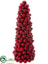 Silk Plants Direct Ornament Ball Cone Topiary - Red - Pack of 1