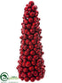 Silk Plants Direct Ornament Ball Cone Topiary - Red - Pack of 1