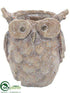 Silk Plants Direct Owl Candleholder - Brown Whitewashed - Pack of 6