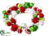 Silk Plants Direct Candy, Pom Pom Candle Ring - Red Green - Pack of 12