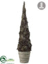 Silk Plants Direct Iced Twig Cone Topiary - Ice Brown - Pack of 2
