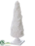 Silk Plants Direct Snow Moss Cone Topiary - White Glittered - Pack of 2