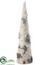 Silk Plants Direct Birch Cone Topiary - Natural Snow - Pack of 4