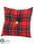 Plaid and Burlap Pillow - Red Brown - Pack of 6