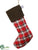 Knit, Plaid Stocking - Green Red - Pack of 6