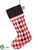 Season's Greeting Harlequin Pattern Stocking - Red Black - Pack of 6