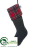 Silk Plants Direct Knit, Plaid Stocking - Gray Red - Pack of 2