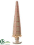 Silk Plants Direct Linen Cone Topiary - Red Beige - Pack of 2