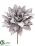 Silk Plants Direct Glittered Denim Dahlia Pick - Gray - Pack of 24