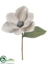 Silk Plants Direct Glittered Linen Magnolia Pick - Silver - Pack of 12