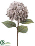 Silk Plants Direct Glittered Linen Hydrangea Spray - Silver - Pack of 12