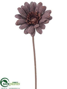Glittered Linen Gerbera Daisy Spray - Brown - Pack of 24