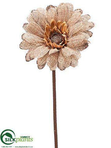 Glittered Linen Gerbera Daisy Spray - Tan - Pack of 24