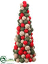 Silk Plants Direct Burlap Ball Cone Topiary - Red Green - Pack of 2