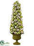 Silk Plants Direct Ornament Ball Cone Topiary - Green Champagne - Pack of 2
