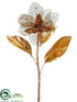 Silk Plants Direct Glittered Mesh Magnolia Spray - Gold - Pack of 12