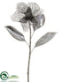 Silk Plants Direct Glittered Mesh Magnolia Spray - Silver - Pack of 12