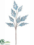 Silk Plants Direct Sequin Velvet Leaf Spray - Blue Silver - Pack of 12
