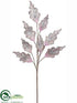 Silk Plants Direct Sequin Velvet Leaf Spray - Purple Silver - Pack of 12