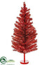 Silk Plants Direct Tinsel Tree - Red - Pack of 6