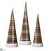 Silk Plants Direct Plaid Cone Topiary - Green Red - Pack of 2