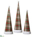 Silk Plants Direct Plaid Cone Topiary - Green Red - Pack of 2