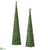 Glittered Tree Cone Topiary With Star - Green Silver - Pack of 2