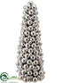 Silk Plants Direct Ornament Ball Cone Topiary - Silver - Pack of 1