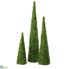 Beaded Cone Topiary - Green - Pack of 2