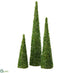 Silk Plants Direct Beaded Cone Topiary - Green - Pack of 2