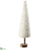 Silk Plants Direct Snowed Cone Topiary Table Top - White - Pack of 6