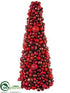 Silk Plants Direct Ball Cone Topiary - Red Burgundy - Pack of 2