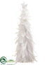 Silk Plants Direct Feather Cone Topiary - White Glittered - Pack of 2