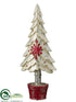 Silk Plants Direct Christmas Tree Table Top - White Red - Pack of 3