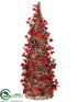 Silk Plants Direct Pine Cone, Berry Cone Topiary - Red Brown - Pack of 4