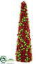 Silk Plants Direct Cone Topiary - Red Green - Pack of 2