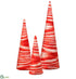 Silk Plants Direct Yarn Cone Topiary - Red White - Pack of 2