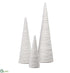 Silk Plants Direct Cone Topiary - White - Pack of 2